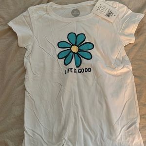 Life is good shirt white size 10 large new with tags smoke free pet free